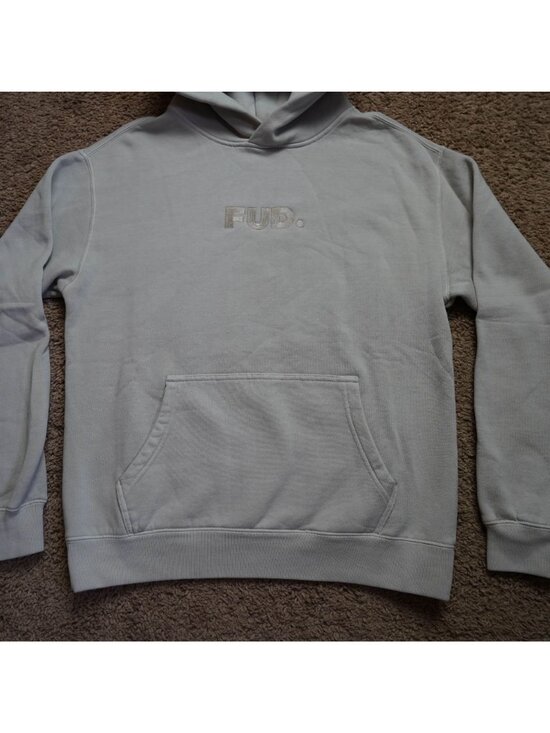 AS Colour Hoodie Mens S Beige FUD Embroidered Faded Relax Pullover Streetwear - Picture 4 of 9
